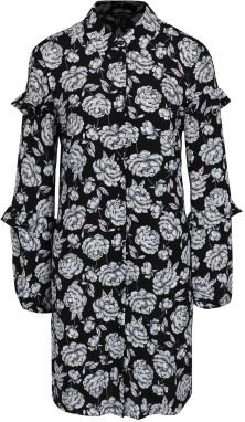 Krémovo-čierne kvetované košeľové šaty Miss Selfridge