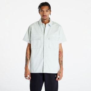 Nike Life Woven Military Short-Sleeve Button-Down Shirt Light Silver/ White