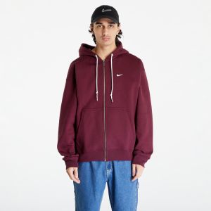 Nike Solo Swoosh Men's Full-Zip Hoodie Night Maroon/ White