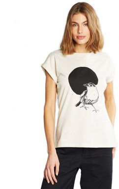 Dedicated T-shirt Visby Stina Bird Circle Oat White