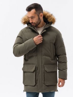 Atraktívna khaki parka na zimu C554