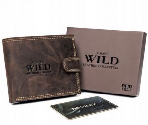 Hnedá kožená peňaženka WILD s prackou