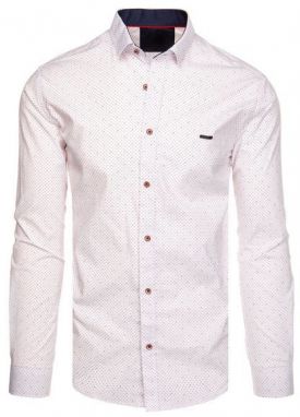 Trendy biela pánska košeľa so vzorom