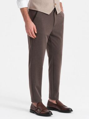 Pánske čokoládové chinos nohavice s elastickým pásom V2 PACP-0158