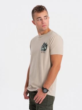 Béžové tričko s  zaujímavou potlačou V1 TSPT-0167