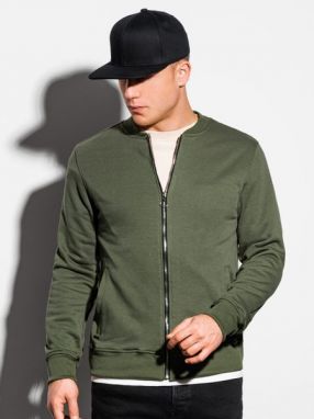 Elegantná khaki mikina na zips B1077