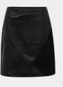 Čierna koženková sukňa s detailom v semišovej úprave VILA Hallo galéria