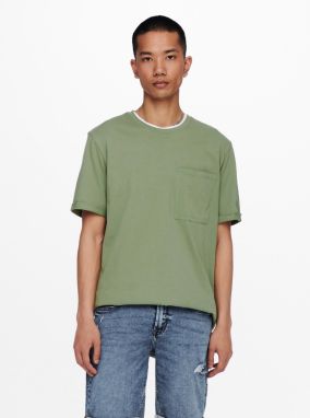 ONLY & SONS zelené pánske basic tričko Gavin