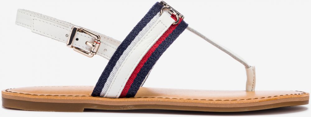 Tommy Hilfiger biele sandále Shimmery Ribbon Flat