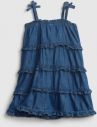 Detské šaty denim tiered dress Modrá galéria