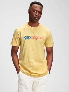 GAP žlté pánske tričko Logo pocket