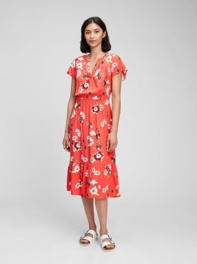 Oranžové dámske šaty print midi dress GAP