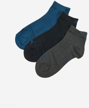 Sada unisex ponožiek Puma Quarter Plain 3P v sivej, čiernej a modrej farbe galéria