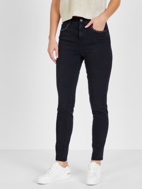 Čierne dámske džínsy slim fit s ozdobnými detailmi Liu Jo