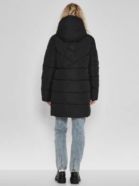 Čierny dámsky prešívaný zimný kabát s kapucou Noisy May Dalcon galéria