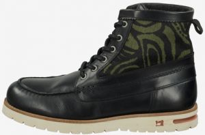 Čierne pánske vzorované členkové kožené topánky Scotch & Soda Levant Mid Boot