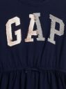 Modré dievčenské šaty s flitrovým logom GAP galéria