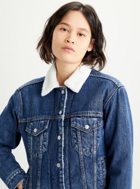 Levi's® Ex-Boyfriend Sherpa Trucker Bunda Modrá