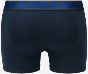 Boxerky Style Boxer 6 T/C Metallic Cuff 2Pcs Box - Dark Blue/Black/Blue Replay galéria