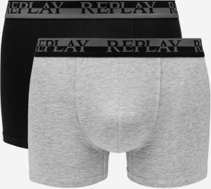 Boxerky Boxer Style 02/C Logo Cuff Bicolor 2Pcs Box - Grey Melange/Black Replay