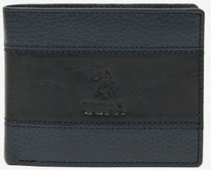 Tmavomodrá pánska kožená peňaženka U.S. Polo Assn. Union Horiz