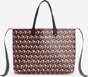 Červeno-čierna dámska vzorovaná veľká kabelka Tommy Hilfiger
