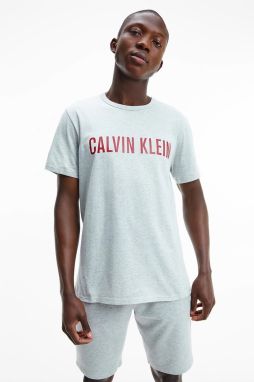 Calvin Klein sivé pánske tričko S/S Crew Neck