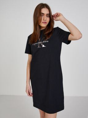 Čierne dámske šaty s potlačou Calvin Klein