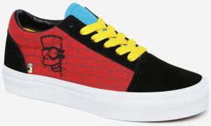 Čierno-červené unisex tenisky s motívom Vans Old Skool (The Simpsons)