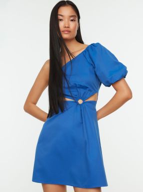 Modré dámske krátke asymetrické šaty Trendyol