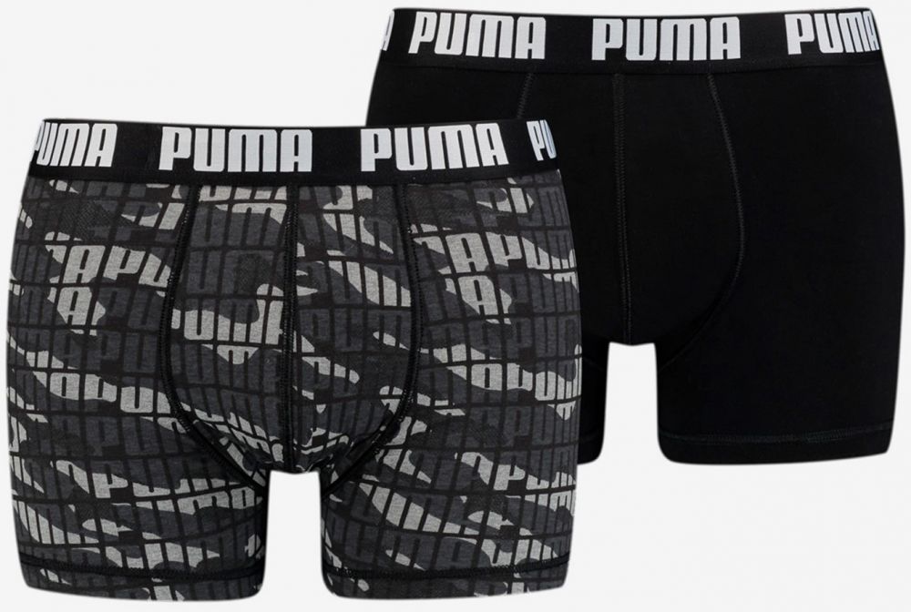 Súprava dvoch pánskych boxeriek v šedej a čiernej farbe Puma