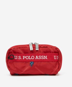 Červená dámska vzorovaná kozmetická taška US Polo Assn.