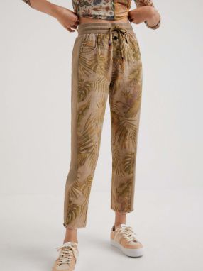 Kaki dámske vzorované nohavice Desigual Jungle