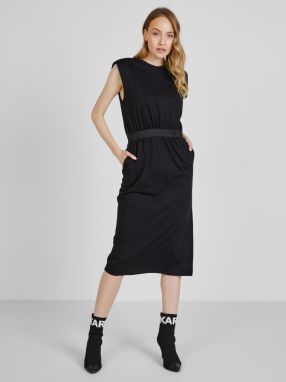 Čierne dámske šaty s vysokým rázporkom KARL LAGERFELD galéria