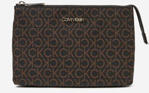 Tmavo hnedá dámska vzorovaná malá crossbody kabelka Calvin Klein