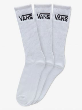 Súprava troch párov bielych pánskych ponožiek VANS Classic Crew