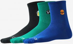 Súprava troch párov pánskych ponožiek v čiernej, zelenej a modrej farbe SAM 73 Grijalus