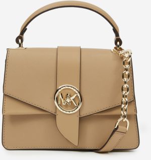 Béžová dámska malá kožená crossbody kabelka Michael Kors Greenwich