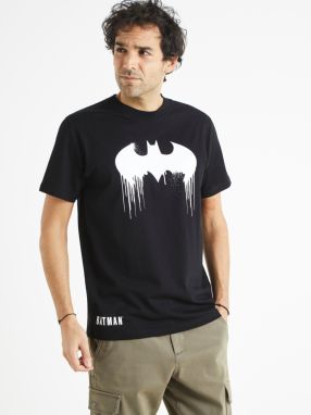 Čierne pánske tričko s potlačou Celio Batman