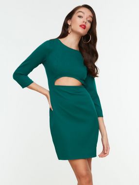 Zelené plášťové šaty s výrezom Trendyol