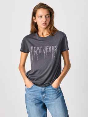 Tričká s krátkym rukávom pre ženy Pepe Jeans - tmavosivá galéria