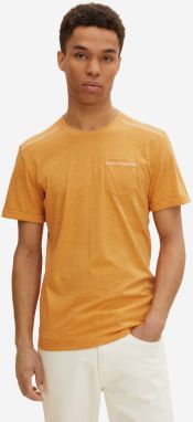Oranžové pánske pruhované tričko s vreckom Tom Tailor