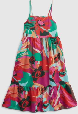 Farebné dievčenské šaty kvetinové šaty bez ramienok GAP