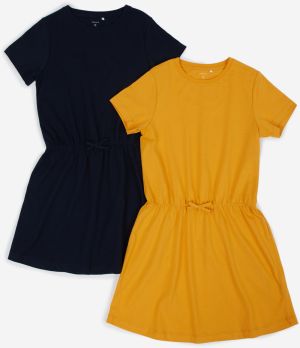 Sada dvoch dievčenských šiat v modrej a žltej farbe name it Velvet
