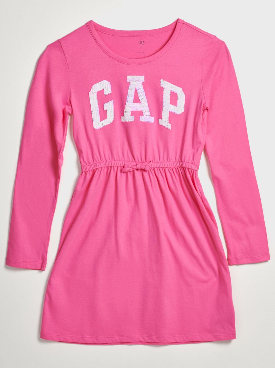 Ružové dievčenské šaty s flitrovým logom GAP