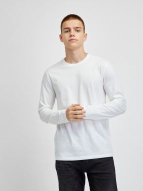 Biele pánske základné tričko s dlhými rukávmi GAP