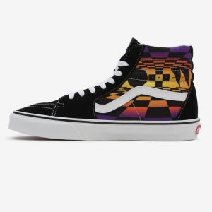 Čierne pánske vzorované kožené členkové tenisky VANS UA SK8-Hi