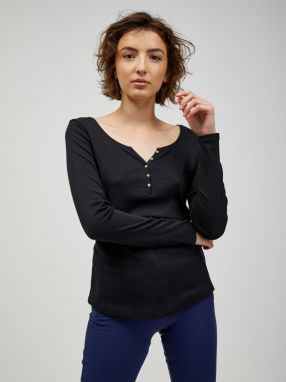 Tričká s dlhým rukávom pre ženy CAMAIEU - čierna