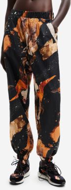 Oranžovo-čierne dámske vzorované nohavice Desigual Panter