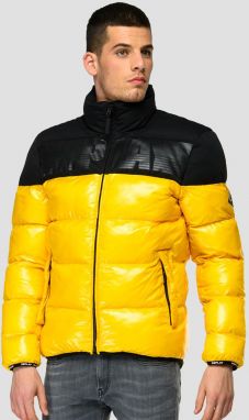 Čierno-žltá pánska prešívaná zimná bunda Replay